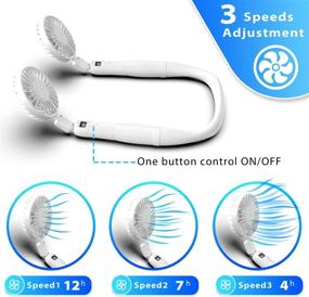 img 2 attached to 🌬️ Portable Neck Fan, Hanging Fan, Desk Fan, Neckband Fan with 4000mAh Battery, Leafless Design, Low Noise - Ideal for Traveling, Sports, Office (White)