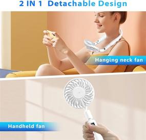 img 1 attached to 🌬️ Portable Neck Fan, Hanging Fan, Desk Fan, Neckband Fan with 4000mAh Battery, Leafless Design, Low Noise - Ideal for Traveling, Sports, Office (White)