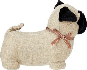 img 2 attached to 🐶 Brown Fabric Pug Dog Door Stopper - 28x28x21 cm, Convenient and Stylish