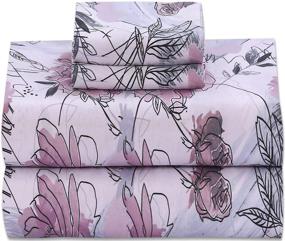 img 4 attached to 🌸 Ruvanti 100% Cotton Bed Sheets: Pink Floral Print Queen Size Set - Soft, Breathable, Deep Pocket Sheets (4 Piece Set) Cooling Bedding with 1 Flat Sheet, 1 Fitted Sheet, and 2 Pillowcases