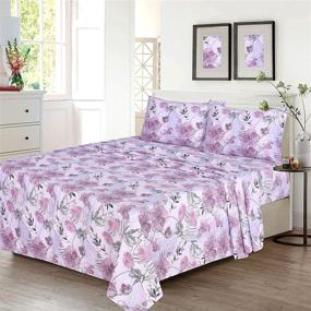 img 3 attached to 🌸 Ruvanti 100% Cotton Bed Sheets: Pink Floral Print Queen Size Set - Soft, Breathable, Deep Pocket Sheets (4 Piece Set) Cooling Bedding with 1 Flat Sheet, 1 Fitted Sheet, and 2 Pillowcases
