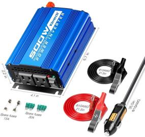 img 1 attached to 🔌 Kinverch 500W/1000W Car Power Inverter: DC 12V to AC 110V Adapter with 2 AC Outlets & 2A USB Charging Port