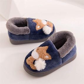 img 3 attached to 🦊 BESONETY Toddler Home Slippers - Navy Blue Fox Print, Warm & Fuzzy, Size 8.5-9.5