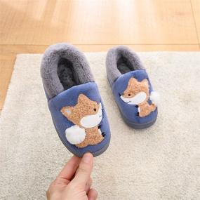 img 1 attached to 🦊 BESONETY Toddler Home Slippers - Navy Blue Fox Print, Warm & Fuzzy, Size 8.5-9.5