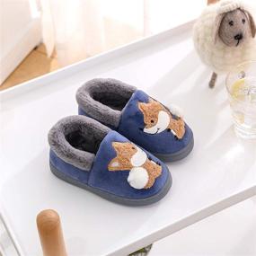 img 2 attached to 🦊 BESONETY Toddler Home Slippers - Navy Blue Fox Print, Warm & Fuzzy, Size 8.5-9.5