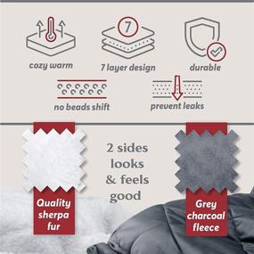 img 2 attached to 🛌 Premium 20lb Sherpa Weighted Blanket | Dual Sided, Thick & Cozy Faux Fur | Extra Soft Fleece | Full/Queen 60x80 Heavy Blanket for Adults 180-240 lbs | Stylish Charcoal Grey & White