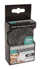 img 3 attached to 🧽 Spongeables Charcoal Facial Cleanser in a Sponge - Sea Salt Eucalyptus, Shea Butter Moisturizer - Dual-Texture Aromatherapy Exfoliating Sponge (Pack of 3)