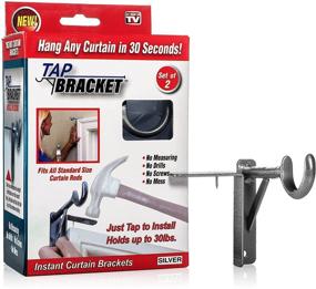 img 3 attached to 🔧 Ultra-Easy Install Silver Tap Bracket - No Drill Curtain Rod Brackets - TV Famous - Set of 2