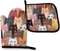 🐱 очаровательные защитные рукавицы и прихватки с котами: оставайтесь в безопасности с изыском во время приготовления пищи, барбекю, выпечки и гриля - набор из 2 предметов. логотип