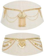 🌟 tornito 2 pcs vintage dangle waist belt chain: elegant body chain bikini beach jewelry for women in silver and gold tone logo