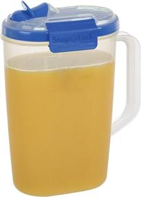 img 3 attached to 🔵 Progressive SnapLock 2.0 Liter Juice Pitcher - Blue Container, Easy-Open Seal, Leak-Proof Lid, Stackable & BPA-Free