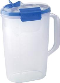 img 1 attached to 🔵 Progressive SnapLock 2.0 Liter Juice Pitcher - Blue Container, Easy-Open Seal, Leak-Proof Lid, Stackable & BPA-Free