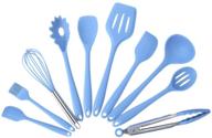 kn home kitchen utensils - 10 piece heat-resistant non-stick silicone set (blue) logo