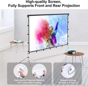 img 2 attached to Vamvo 100 inch Portable Foldable Projection Screen - 16:9 HD 4K, Indoor Outdoor Projector Movies Screen with Stand and Carrying Bag, Ideal for Home Theater, Camping, and Recreational Events