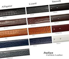 img 3 attached to 🐊 Genuine Italian Calfskin Alligator Men's Accessories - Stylish Belts