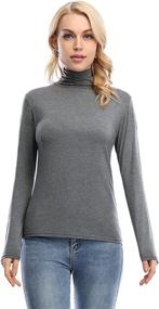 img 3 attached to 👚 Femdouce Women's Turtleneck Long Sleeve Shirt Lightweight Slim Fit Pullover Basic Undershirts Active Turtle Neck T-Shirts 2 Pack