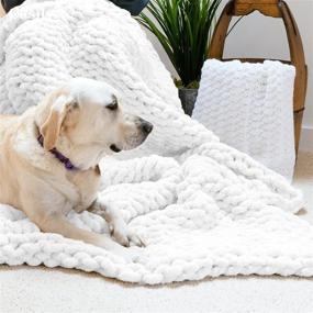 img 2 attached to 🧶 Casily Chunky Knit Blanket: Handmade Soft Chenille Blanket for Cozy Home Decor - White 40x40 inches