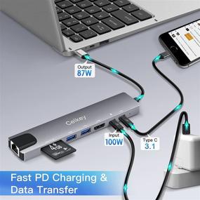 img 1 attached to 🔌 Celkey USB C Hub: 8-in-1 Type C Adapter with 4K HDMI, Ethernet, PD Charging, USB 3.0, SD Card Reader - Compatible with MacBook Pro, iPad Pro, XPS and More