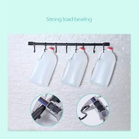 img 2 attached to 🔧 KAIYING Kitchen Utensil Rack with Removable S Hooks for Hanging Pots and Pans, Rod Hooks for Mugs, Wall Mounted Organizer Rail, Premium Aluminum Construction, Black Finish - 5 Hooks