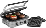 🔥 cuisinart gr-4n 5-in-1 grill griddler panini maker bundle with waffle attachment - renewed, includes grill and waffle plates логотип