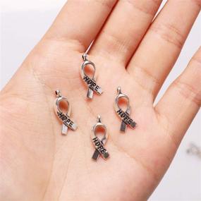 img 2 attached to 🎗️ Aflyu Breast Cancer Awareness Ribbon Charms: Empowering DIY Jewelry Craft Making with Hope Ribbon Charm Pendants (150)