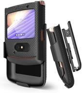 beltron case with clip for motorola razr 5g - snap-on protective cover with rotating belt holster combo & built-in kickstand - motorola moto razr 5g flip phone (2020) xt2071 - black (at&t / t-mobile) logo