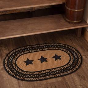 img 1 attached to 🌟 VHC Brands Country Black and Tan Farmhouse Jute Stencil Stars Oval Rug 20x30 for Country Braided Flooring