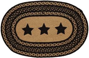 img 3 attached to 🌟 VHC Brands Country Black and Tan Farmhouse Jute Stencil Stars Oval Rug 20x30 for Country Braided Flooring