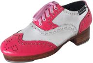 👠 miller & ben triple threat tap shoes - pink & silver royal professional tap shoes logo