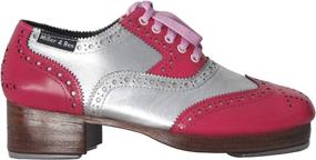 img 2 attached to 👠 Miller & Ben Triple Threat Tap Shoes - Pink & Silver Royal Professional Tap Shoes