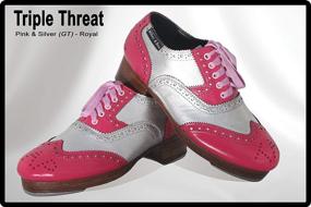 img 3 attached to 👠 Miller & Ben Triple Threat Tap Shoes - Pink & Silver Royal Professional Tap Shoes