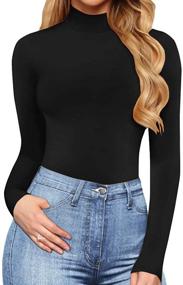 img 4 attached to 👕 MANGOPOP Women's Medium Sleeve Turtle Neck Bodysuit and Apparel