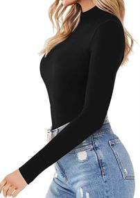 img 3 attached to 👕 MANGOPOP Women's Medium Sleeve Turtle Neck Bodysuit and Apparel