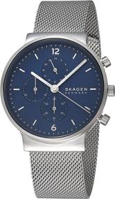 img 3 attached to Часы Skagen Ancher для мужчин из нержавеющей стали с сетчатым ремешком и кварцевым механизмом.