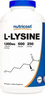 🌱 нутрикост l-лизин 1000мг, 500 капсул - без глютена, нет гмо: сильный препарат для оптимального здоровья логотип