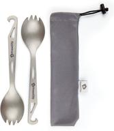 🍴 finesscity titanium spork: lightweight, strong, eco-friendly spoon, fork & bottle opener for travel/camping in easy to store cloth case логотип