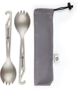 img 4 attached to 🍴 FinessCity Titanium Spork: Lightweight, Strong, Eco-Friendly Spoon, Fork & Bottle Opener for Travel/Camping in Easy to Store Cloth Case