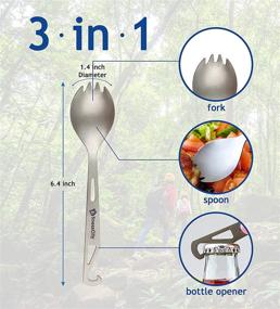 img 1 attached to 🍴 FinessCity Titanium Spork: Lightweight, Strong, Eco-Friendly Spoon, Fork & Bottle Opener for Travel/Camping in Easy to Store Cloth Case