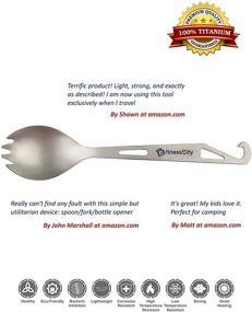 img 2 attached to 🍴 FinessCity Titanium Spork: Lightweight, Strong, Eco-Friendly Spoon, Fork & Bottle Opener for Travel/Camping in Easy to Store Cloth Case