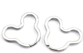 img 4 attached to 🐭 Lind Kitchen 10pcs Mickey Mouse Shape DIY Metal Key Ring - Creative Flat Keychain Accessories, Split Ring in Silver