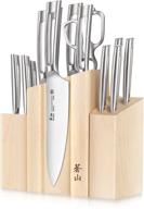 cangshan tn1 series denali maple knife block set: superior swedish sandvik 14c28n steel forged 14-piece set with magnetic block logo