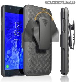 img 1 attached to 📱 ZASE Belt Clip Holster Case for Samsung J7 2018: Tough Slim Rugged Protective Black Case Armor Defender Swivel Lock Kickstand - A Holster Combo Case