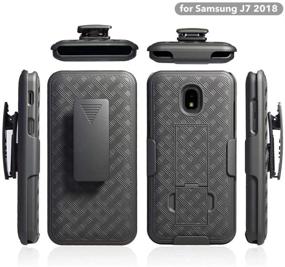 img 4 attached to 📱 ZASE Belt Clip Holster Case for Samsung J7 2018: Tough Slim Rugged Protective Black Case Armor Defender Swivel Lock Kickstand - A Holster Combo Case