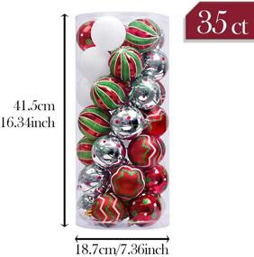 img 2 attached to Valery Madelyn 35ct 70mm Classic Red Green White Christmas Ball Ornaments, Unbreakable Christmas Tree Decorations for Xmas Ornamentation