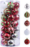 valery madelyn 35ct 70mm classic red green white christmas ball ornaments, unbreakable christmas tree decorations for xmas ornamentation logo