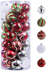 img 4 attached to Valery Madelyn 35ct 70mm Classic Red Green White Christmas Ball Ornaments, Unbreakable Christmas Tree Decorations for Xmas Ornamentation