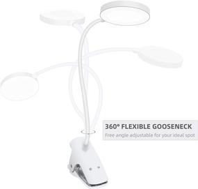 img 1 attached to 🔦 YIIMER Clip on Light - Versatile LED Clamp Desk Lamp with 5 Color Modes & 5 Brightness Levels for Reading, Bed Headboard, and Desk - Touch Control with 360° Gooseneck
