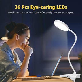 img 2 attached to 🔦 YIIMER Clip on Light - Versatile LED Clamp Desk Lamp with 5 Color Modes & 5 Brightness Levels for Reading, Bed Headboard, and Desk - Touch Control with 360° Gooseneck