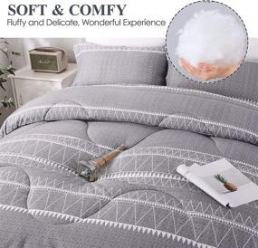 img 1 attached to 🛌 Andency Grey Comforter King Set - Stylish Bohemian Geometric Stripes - Microfiber Gray Bedding with 2 Pillowcases - 3 Piece Down Alternative