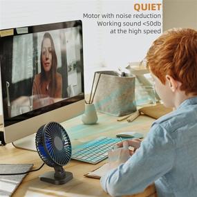 img 3 attached to 🌬️ Ультра-тихий 4-дюймовый настольный вентилятор - мощный поток воздуха, питание через USB, 3 скорости, регулируемая головка - идеально подходит для офиса, учебы, спальни.